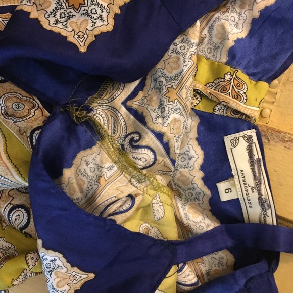 ANTHROPOLOGIE BOHO 💯% SILK RARE LIMITED EDITION WHAT GOES AROUND BOHO TOP 6 - Picture 4 of 16